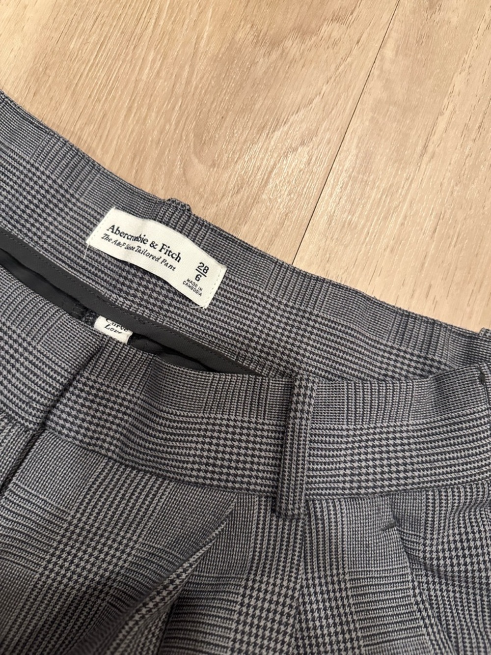 Abercrombie & Fitch Black and Gray Plaid Trousers